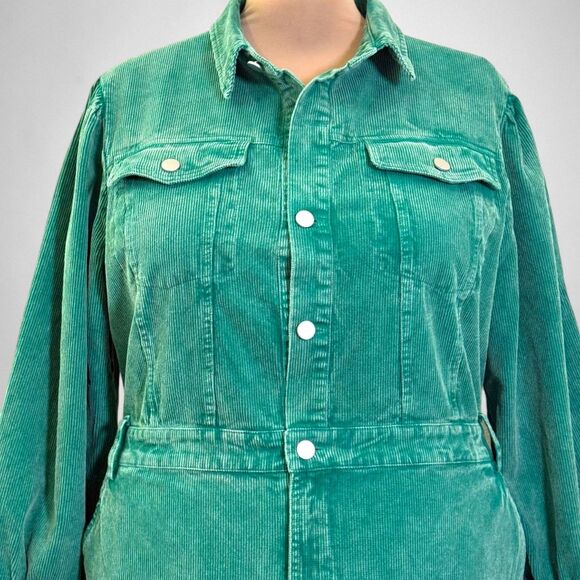 HEYSON Kelly Green Corduroy Button Down Dress, NEW! Size 2XL - Picture 4 of 9